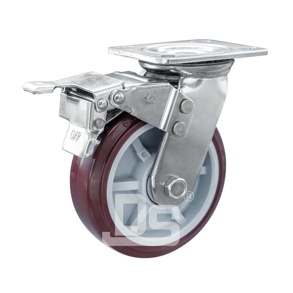 重型脚轮TPU不锈钢双刹车脚轮（DS40系列）